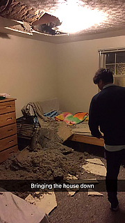 After the ceiling caved in on a third floor Lewis Avenue apartment, the students were relocated to a new residence. 