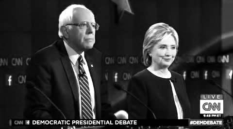 Sen. Bernie Sanders and Hillary Clinton debate on CNN Oct. 13, 2013.   