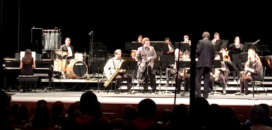 The Mercyhurst University Jazz ensemble performing at the Prism concert during Tri-State festival.
