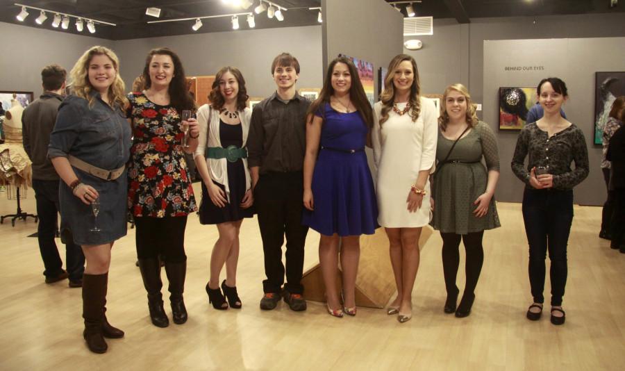 The senior art majors pictured above at the “Behind Our Eyes” exhibit during the reception.
