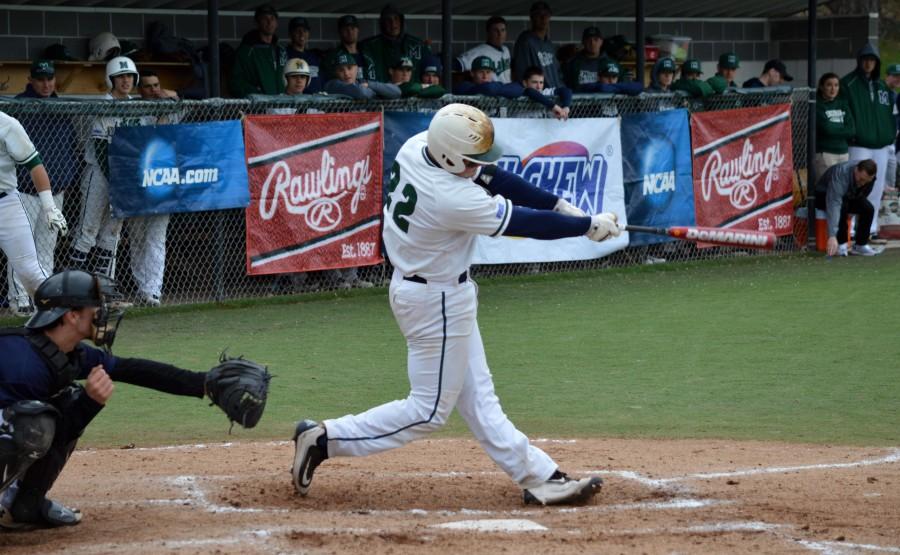 Infield junior Cameron Balego (22), pictured above, went 2-3 and scored one run against Clarion in the Lakers 8-4 win in the second game of a double header on April 1. 