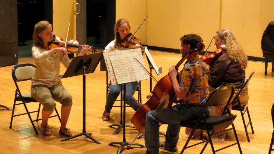 One of the small ensembles, the String Ensemble, rehearsing for the upcoming performance. 