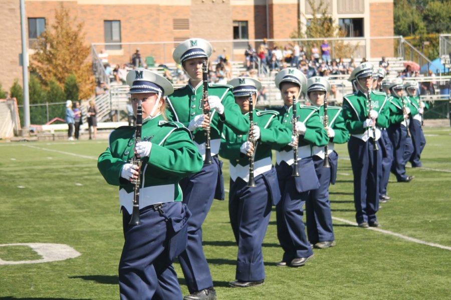 The+Mercyhurst+University+Marching+Band+boosted+Laker+spirit+while+performing+during+the+Homecoming+football+game+on+Sept.+24.