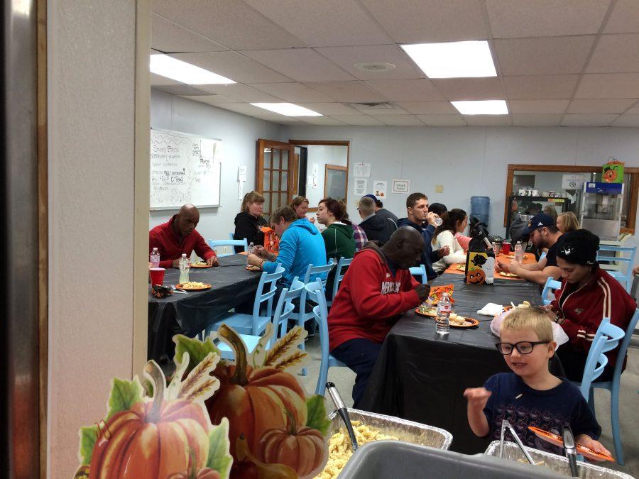 One of the dinners took place at the Emergency Shelter where students prepared and served the dinner.
