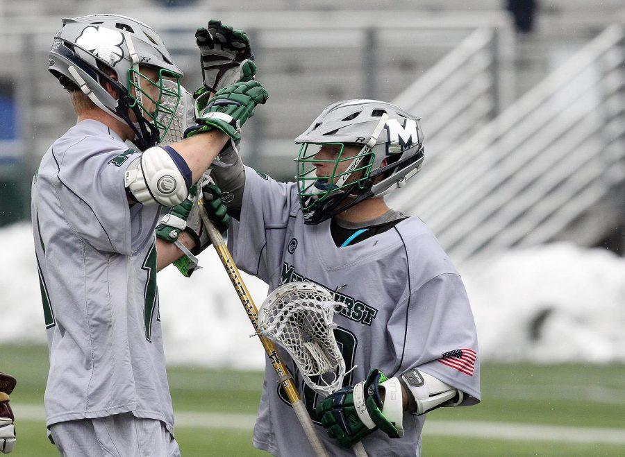 Senior Derek Richards had four goals and one assist against Walsh University on March 18.