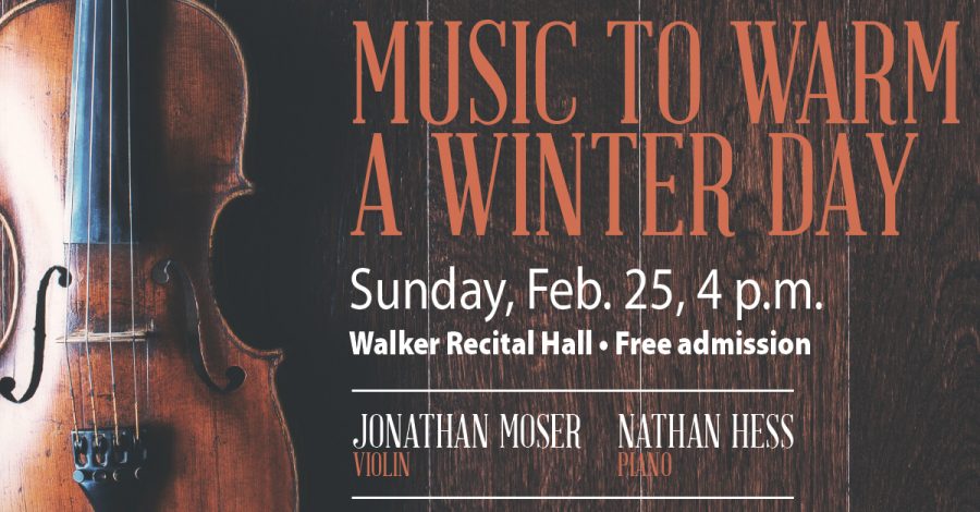 The faculty recital series continues with Jonathan Moser’s recital on Feb. 25 at 4 p.m. 