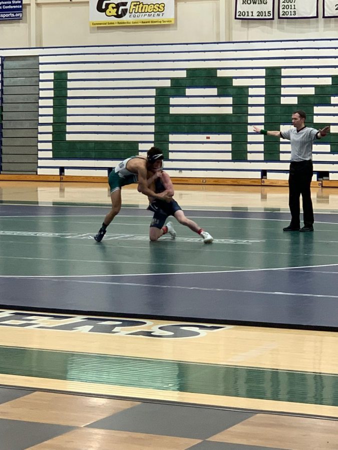 Mercyhurst’s Alexis Soriano grapples with Matthew Siszka of Pitt-Johnstown.  The Lakers fell 9-30 against the Mountain Cats, but were victorious 30-12 against University of Findlay for Senior Day. 