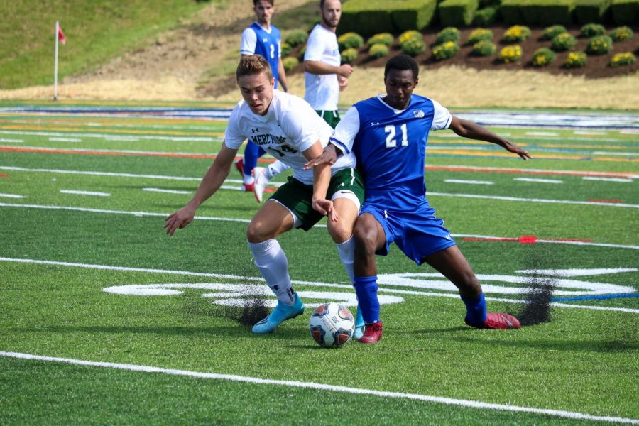 The Lakers’ Henri Tophoven battles Urbana Unversity’s Cory Carr for control of the ball during Thursday’s home opener.  Currently, the Lakers are 1-0-1 after tying Urbana and besting Ohio Dominican University.
