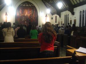 Students worship at the explanatory mass on Sunday December 13