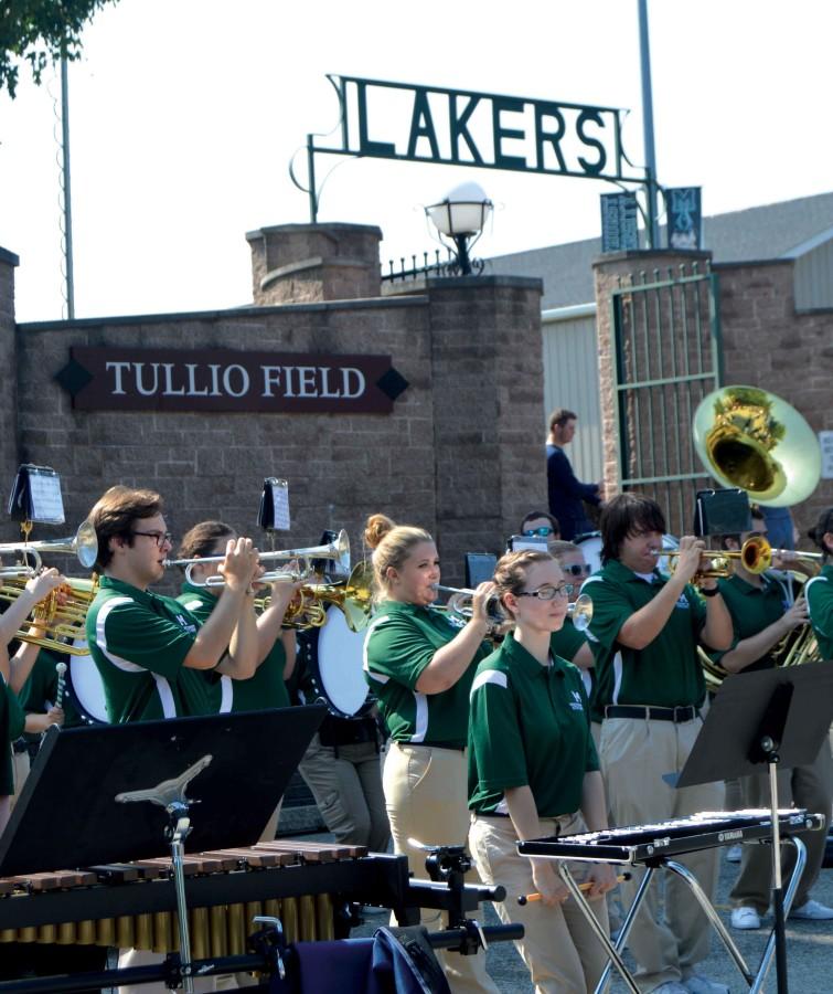 The Mercyhurst athletic band amps up school spirit at a tailgate before last Friday’s football game. 
The athletic band also performs the National Anthem and Mercyhurst’s alma mater before the football game begins. 