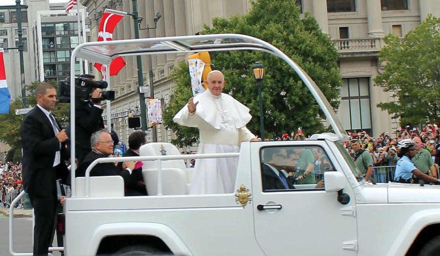 Many Mercyhurst students were able to get close enough to Pope Francis to snap a few pictures as he drove by in his popemobile in the streets of Philadelphia. 