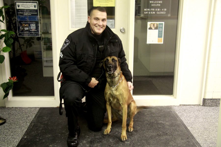 Rico the Mercyhurst police K-9 is fully funded by donations and 
fundraisers. This year’s 5k run will help support him.