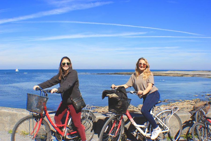 Mercyhurst students Bridget Jacob and Josephine Wright take a 14-mile bike ride around the Aran Islands in Ireland.