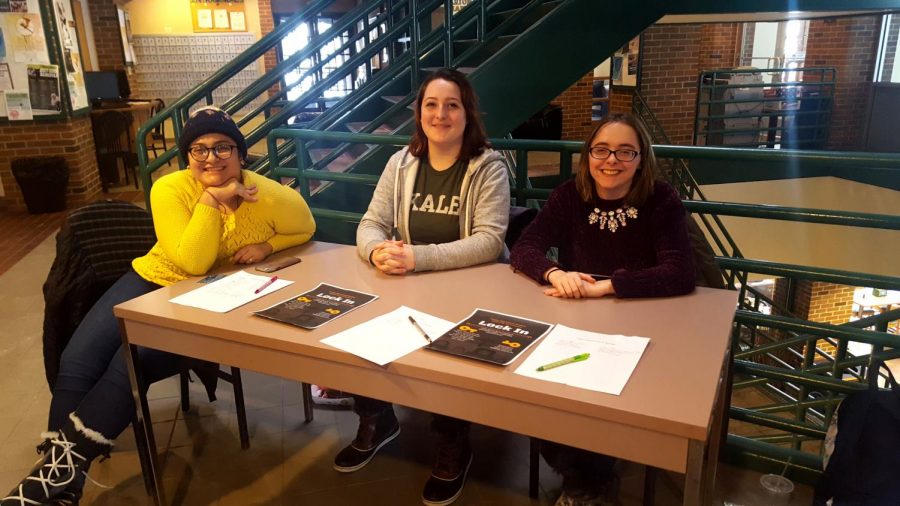 Leaders Maria Montoya, left, Julia Lesko, center, and Allie Schweiger, along with others, have been hard at work advertising for and planning this year’s Lock-In.