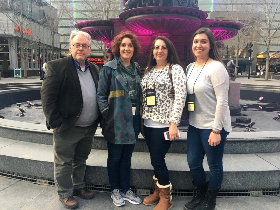 From left, Brian Reed, Ph.D., and students Audra Alexander, Kimberly Kuehl and Kristian Biega attended a conference in Cincinnati, Ohio.