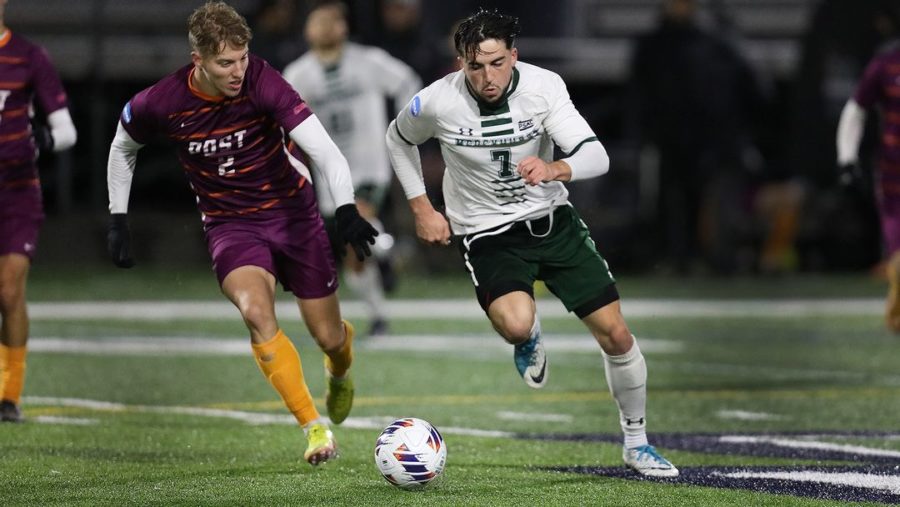 Mercyhurst me’s soccer in NCAA playoff vs. Post, Nov. 12, 2022. Photo by Ed Mailliard.